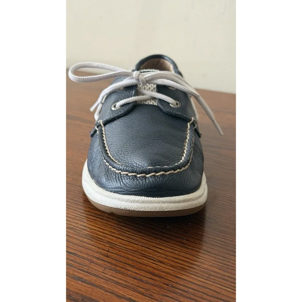 Sperry Top-Sider Boat Shoes Women's 9M Blue Leather Perforated Lace Up #9778549
